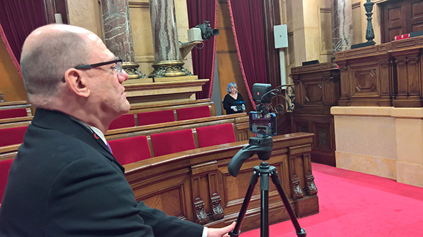 Filming day of Terry Berkowitz's video exhibition at The Parliament of Catalonia