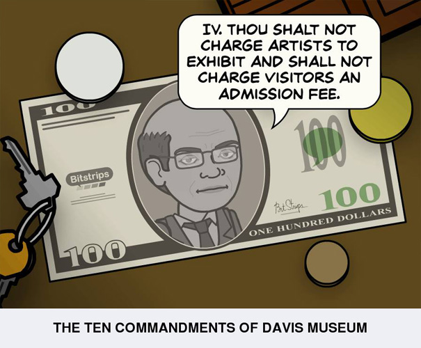 Thou shalt not charge artists to exhibit and shall not charge visitors an admission fee